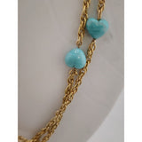 Vintage Heart Glass & Chain Long Necklace (A3431)