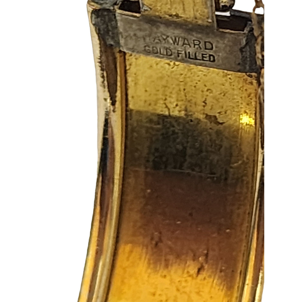 Vintage Hayward Gold Filled Enameled Black Bangle Bracelet (A3618)