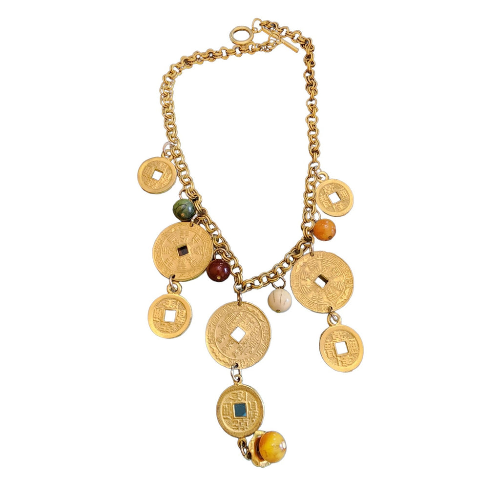 Vintage 80s Matte Gold Coin Parure (A1995)