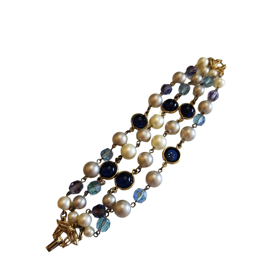 Vintage Signed Marvella Glass & Crystal Bracelet (A2255)