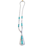 Stunning Antique Art Deco Glass Pendant Necklace (A1781)