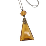 Vintage Czech Glass Pendant Necklace On Paper Clip Chain Necklace (A3753)