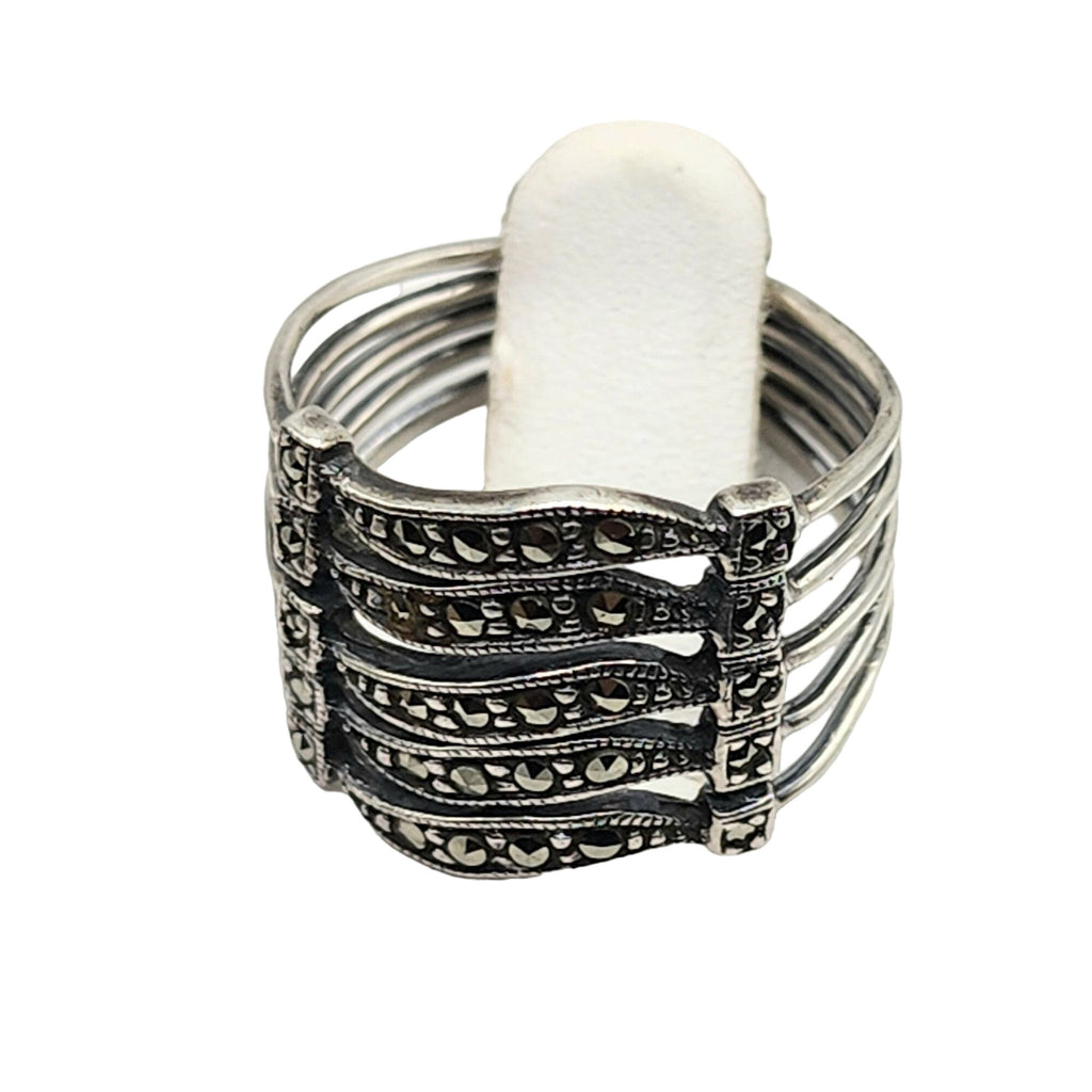 Vintage Sterling Silver Marcasite Ring (A5043)