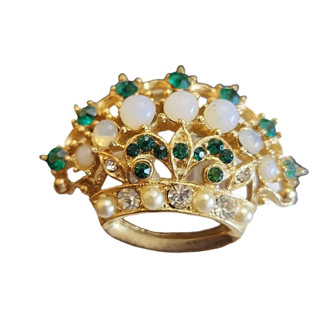 Vintage Stunning Jeweled Crown Brooch (A2279)