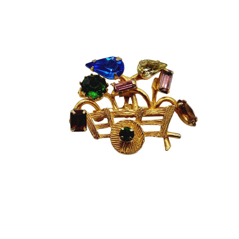 Vintage Spectacular Czech Style Elaborate Brass Acrylic & Glass Bracelet (A1918)