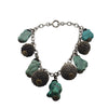 Vintage Stone & Metal Spiky Balls Charm Bracelet (A4276)