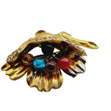 Vintage Dimensional Flower Brooch with Glass Stamens (A500)