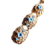 Vintage Czech Faceted Glass & Brass Filigree Bracelet (A4270)
