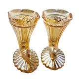Vintage Carnival Glass Cornucopia Vase Set (A5101)