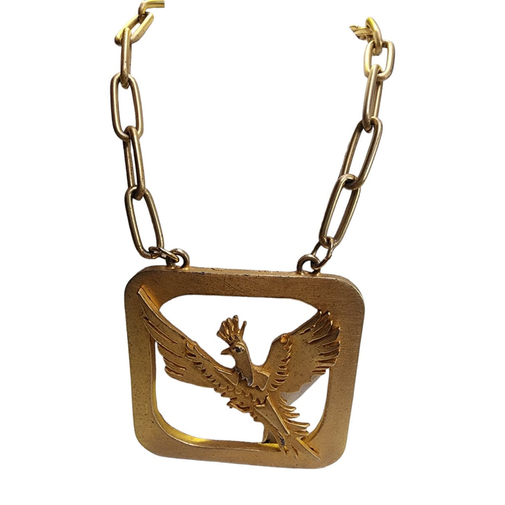 Vintage Heavy Well Made Dimensional Eagle Pendant Necklace (A4189)