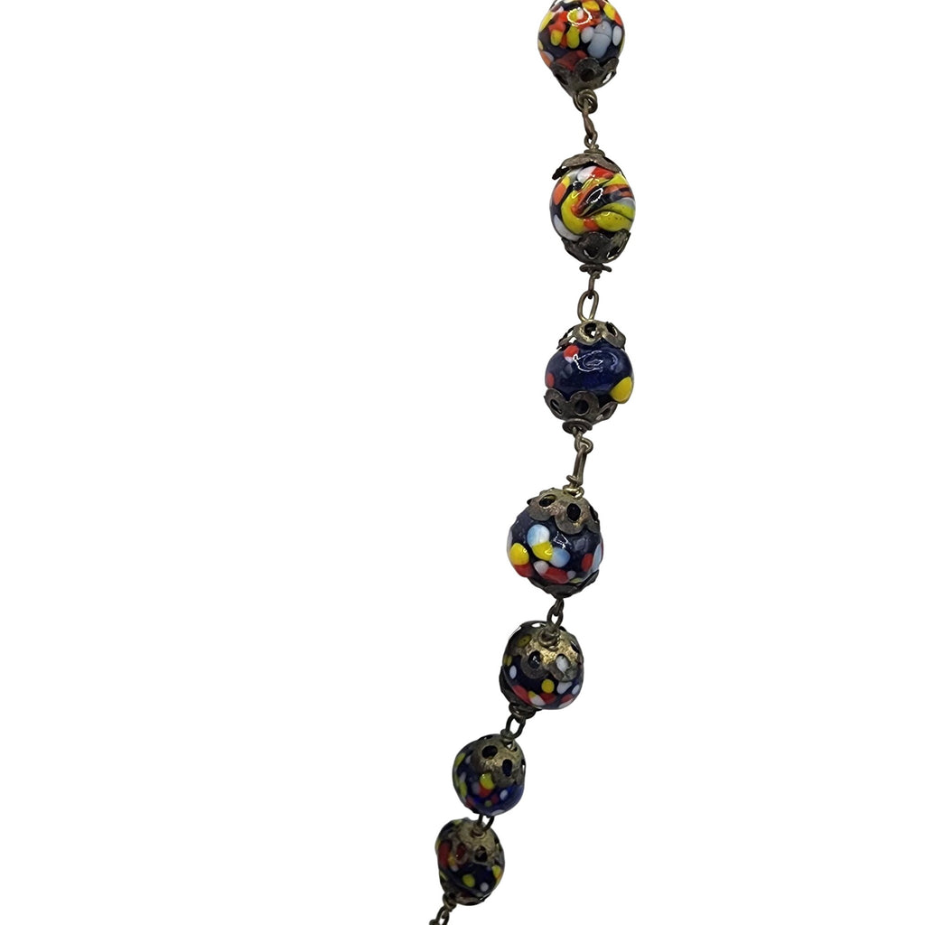 Vintage Millefiori Glass Beaded Necklace (A5064)