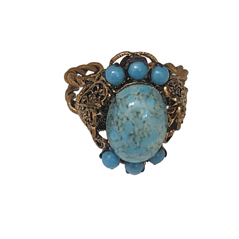 Vintage gold book chain stone bead bracelet