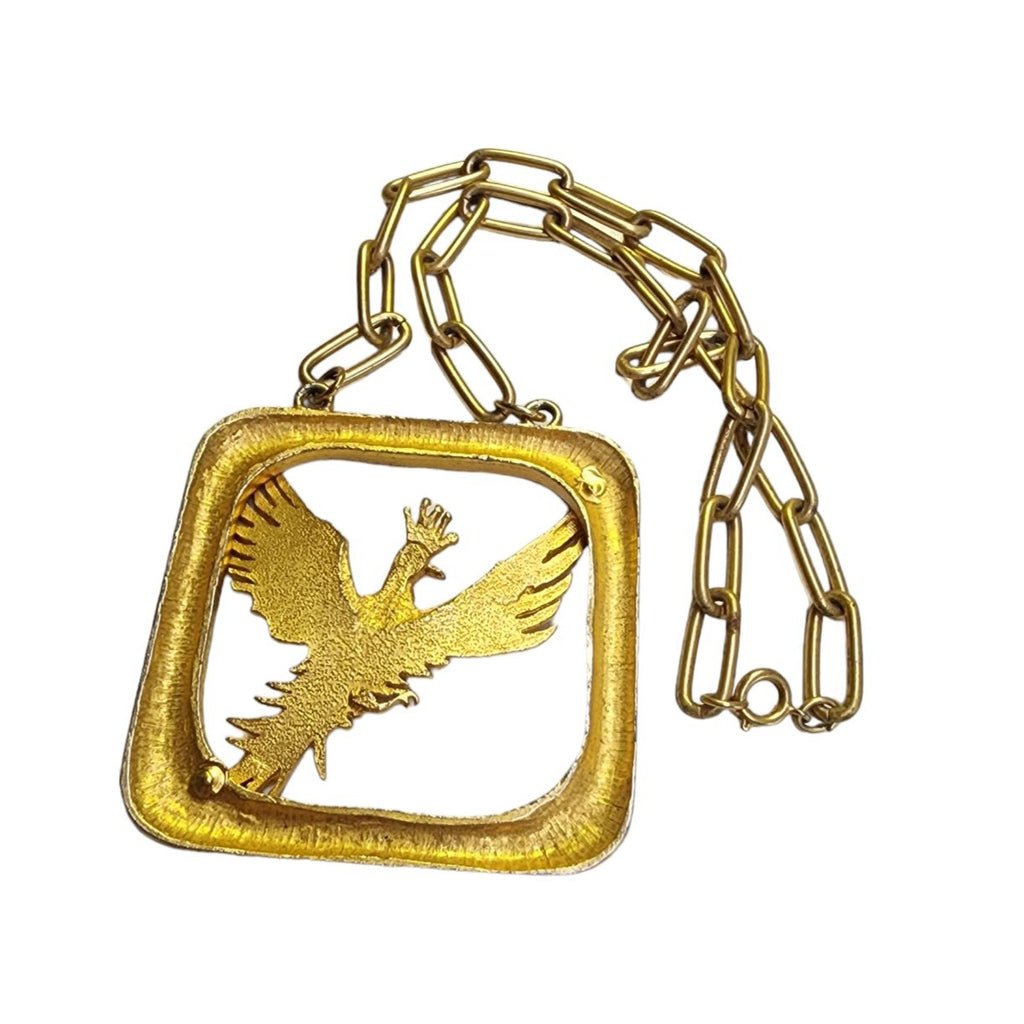 Vintage Heavy Well Made Dimensional Eagle Pendant Necklace (A4189)