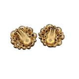 Vintage 80s Glass Jeweled Rhinestone Clip Earrings (A2340)