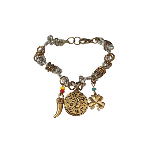 Vintage Czech beaded gold jeweled clasp Bracelet