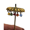 Antique Brass & Enamel Umbrella w/ Raining Crystal Brooch (A659)