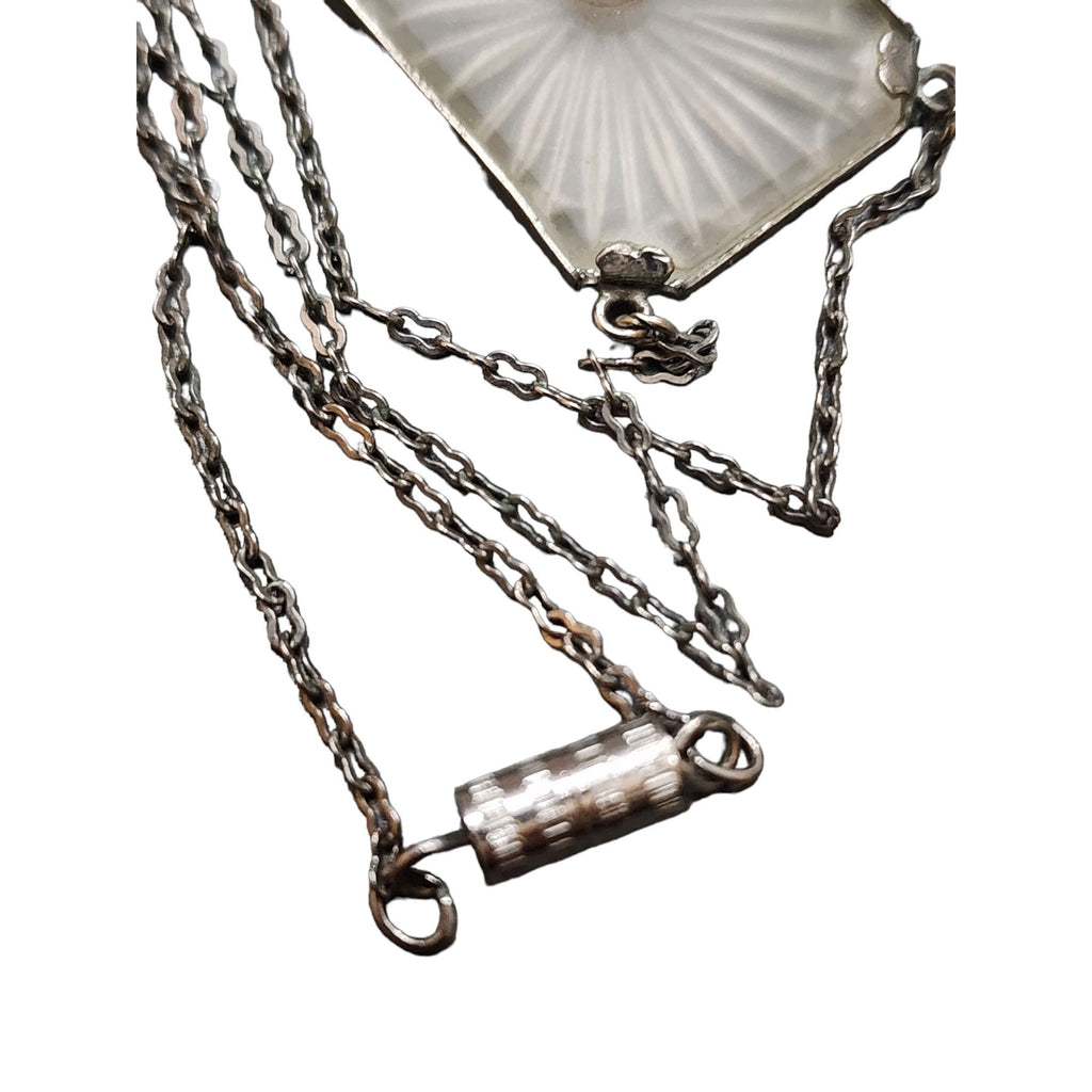 Beautifu Vintage Art Deco Camphor Glass Pendant Necklace (A2336)