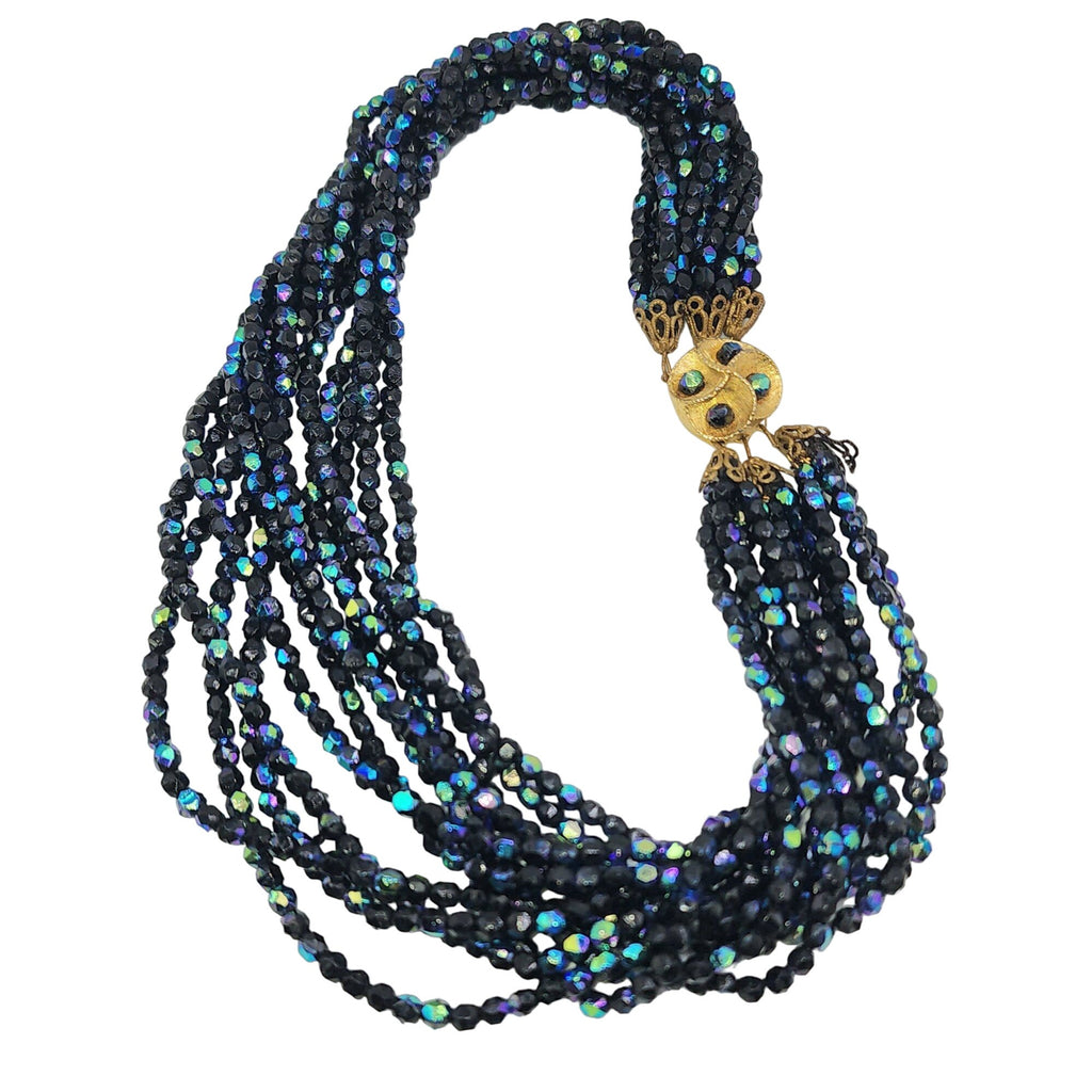 Vintage AB Crystal Torsade Necklace (A5069)