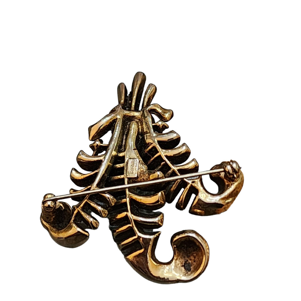 Vintage Signed Trifari Feather Plumb Brooch (A2294)