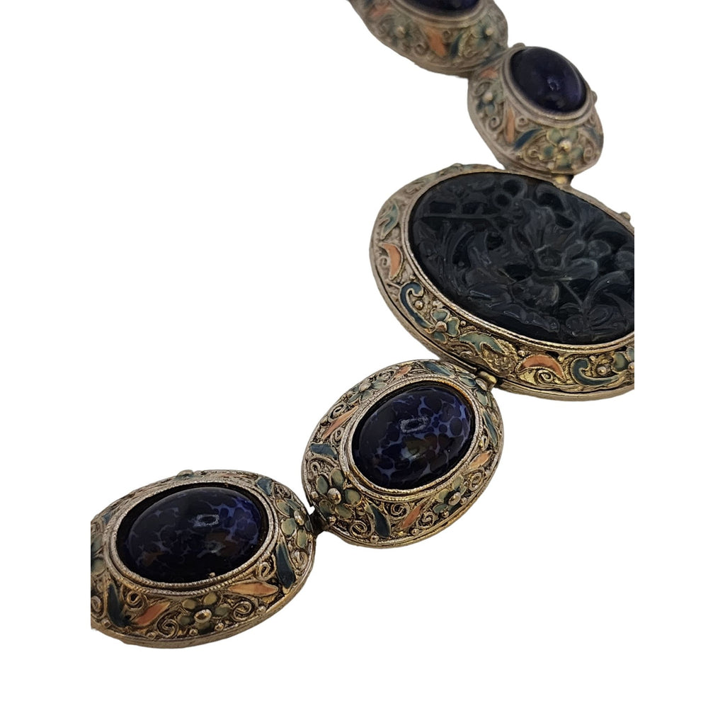 Vintage Chinese Export Cloisonne Stone And Acrylic Bracelet (A3560)