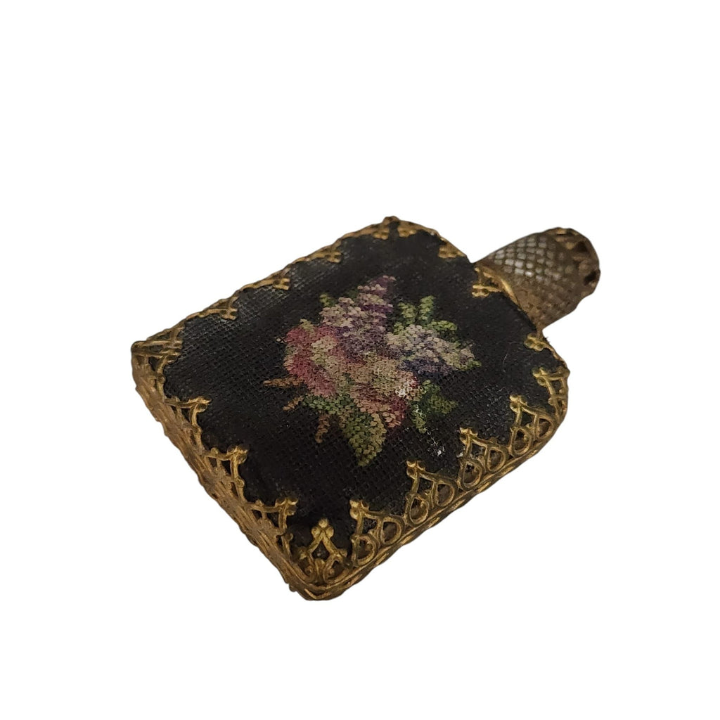 Vintage Miniature Needle Point Perfume Bottle With Dauber (A5672)