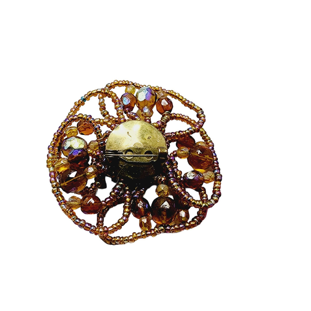 Vintage Early Hand-Wired Glass Flower Brooch