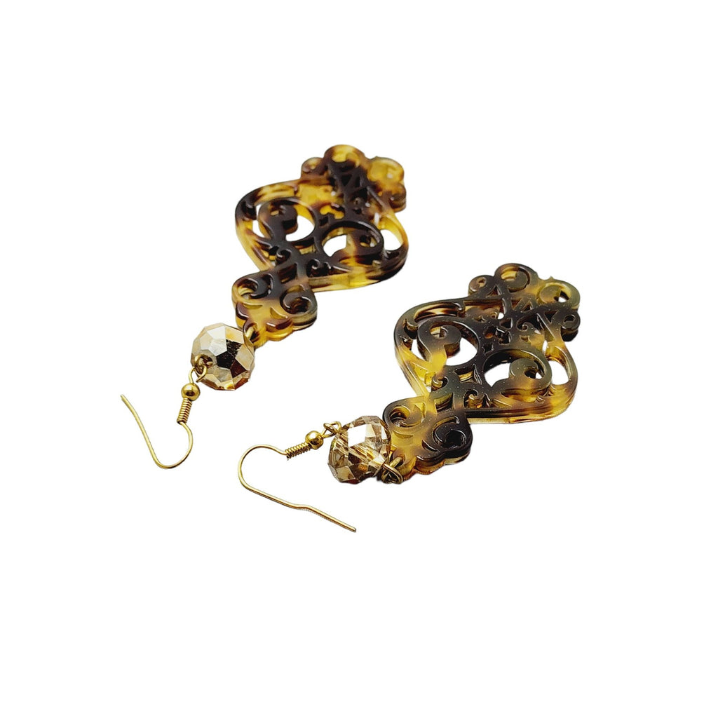 Vintage Lucite & Crystal Dangle Earrings (A1457)