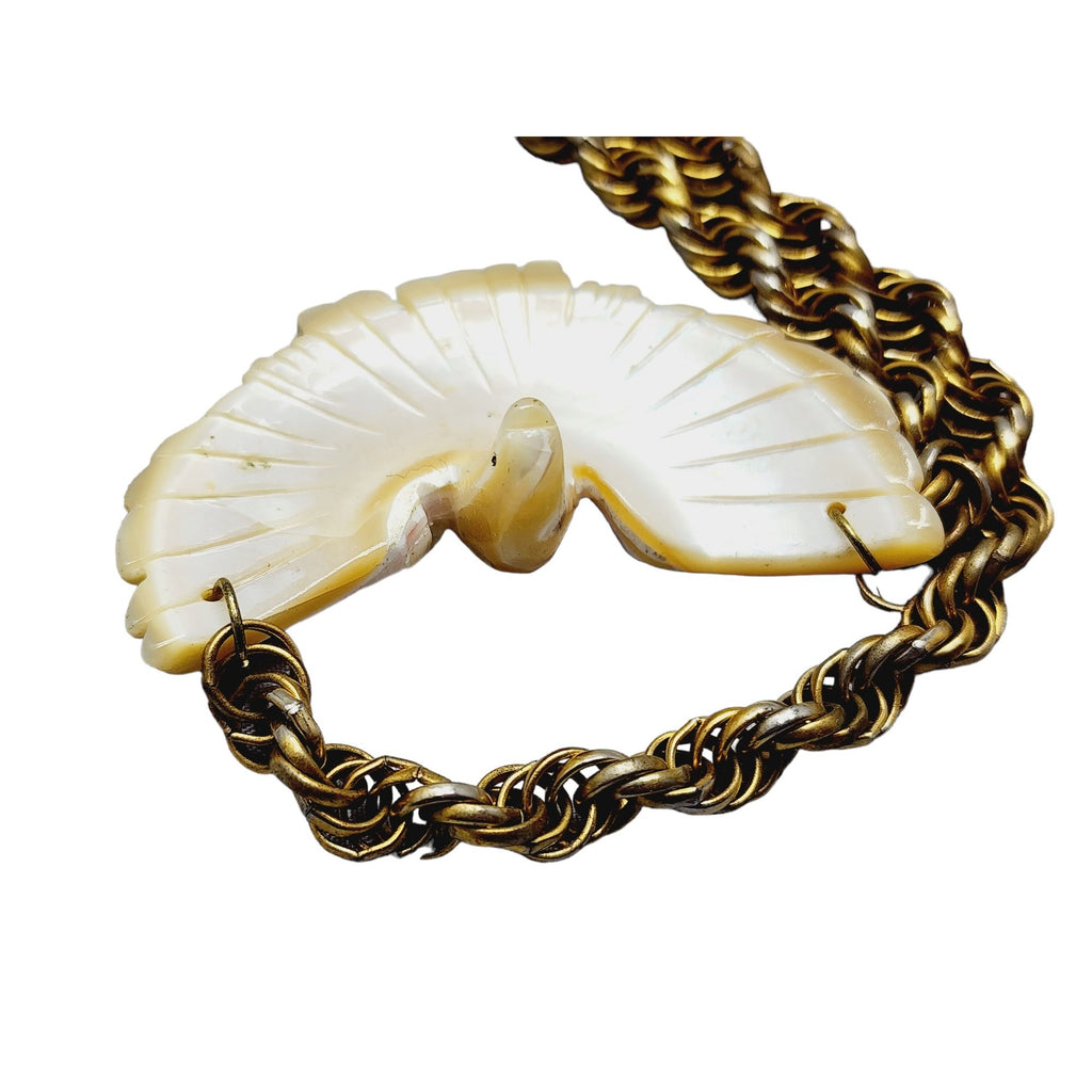 Vintage Carved Abalone Thunderbird Necklace
