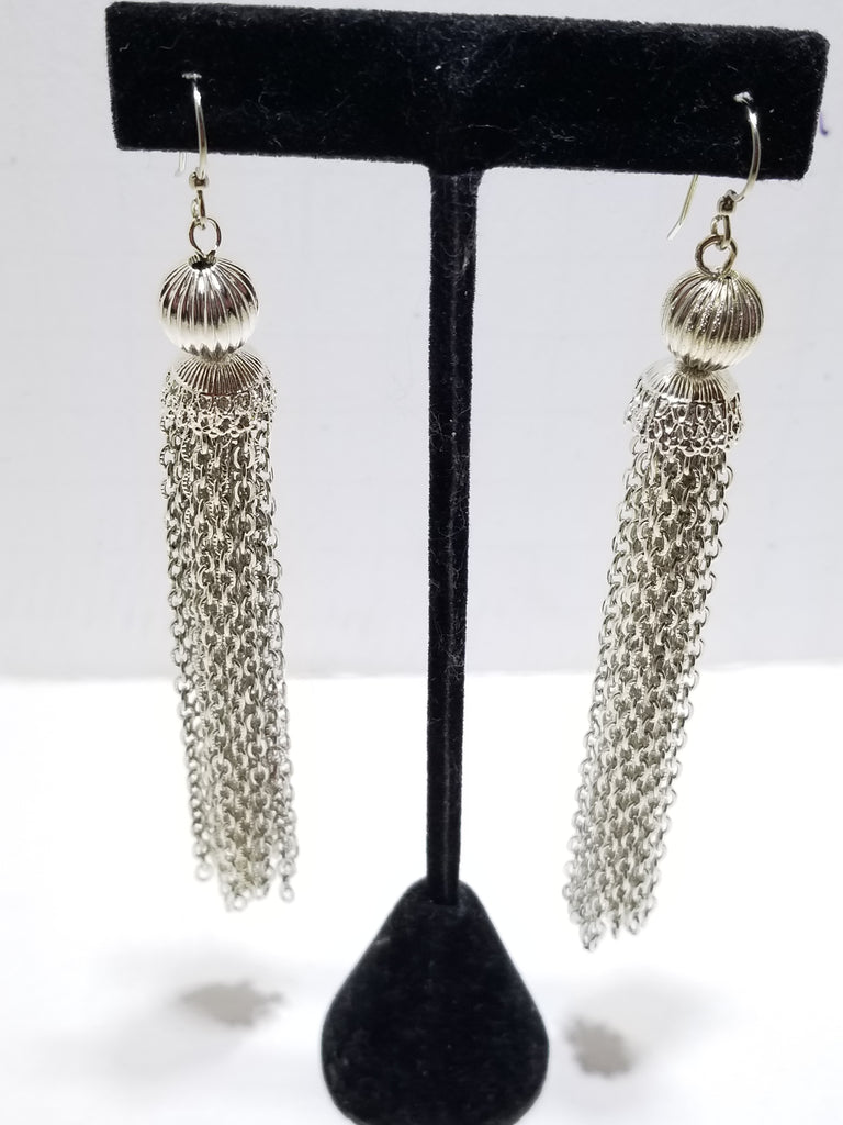 Fabulous vintage silver tassel long earrings - Sugar NY