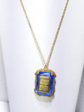 Amazing antique art deco edwardian 10ktgf blue camphor glass locket necklace - Sugar NY