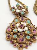 Vintage Austro Hungarian Enamel Pendant Necklace