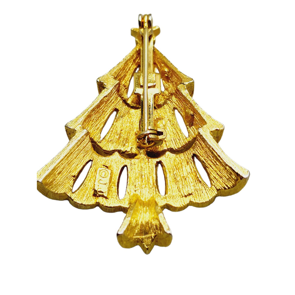 Vintage Signed JJ Christmas Tree Brooch (A1331)