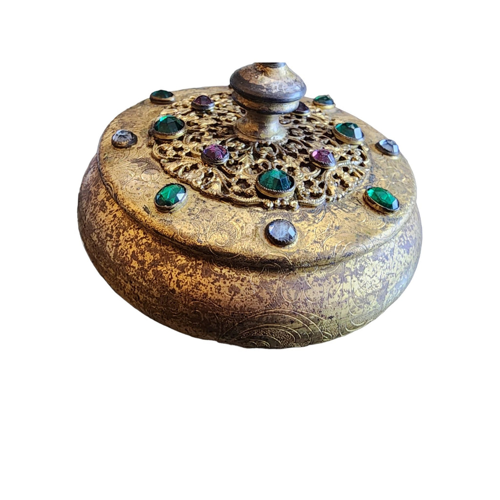 Antique Gilt Bronze & Jeweled Powder Covered Jar (A1718)