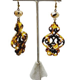 Vintage Lucite & Crystal Dangle Earrings (A1457)
