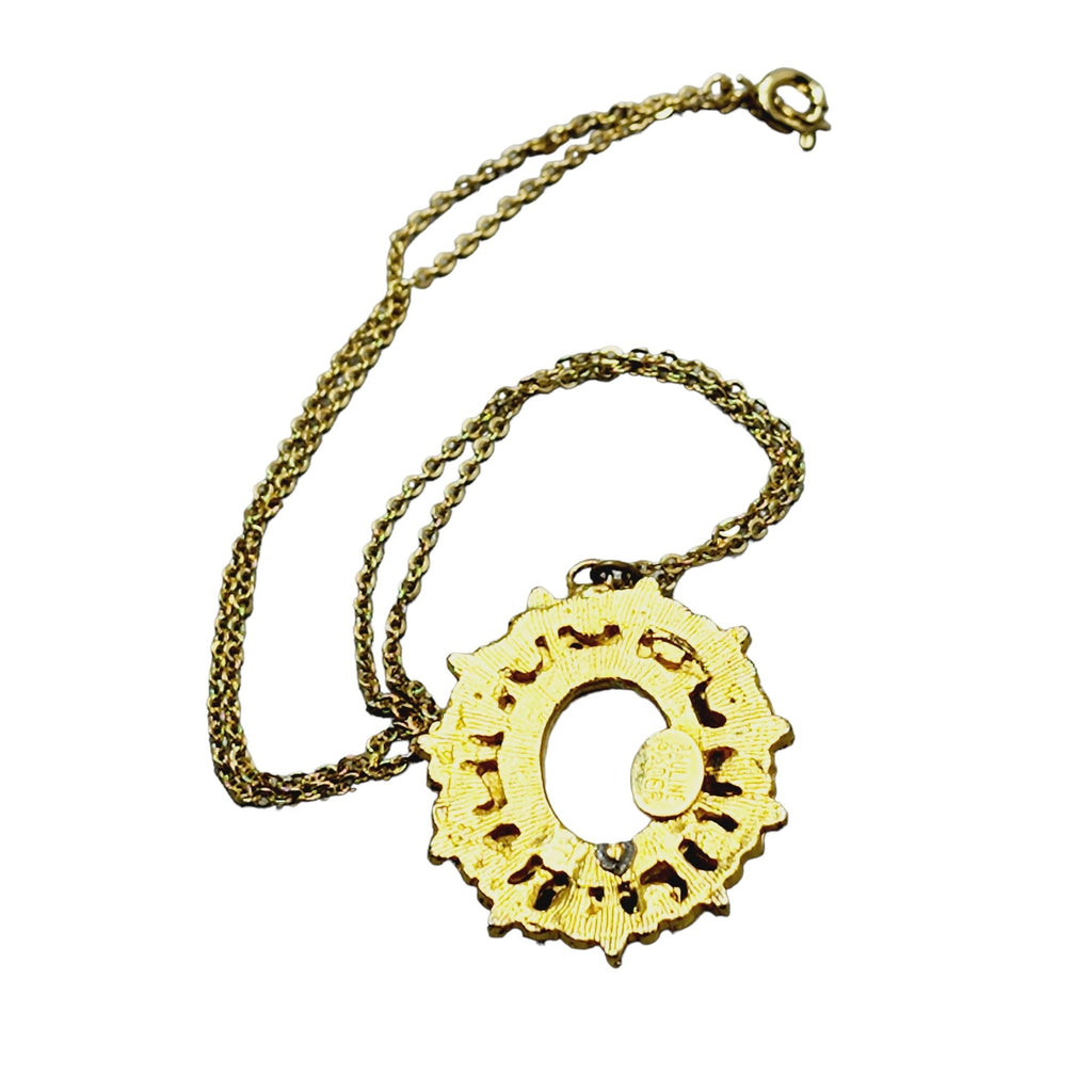 Vintage Signed Pauline Rader Porcelain Fragonard Pendant Necklace (A1370)