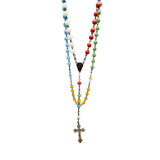 Vintage Colorful Glass Rosary Necklace Signed Made in Italy