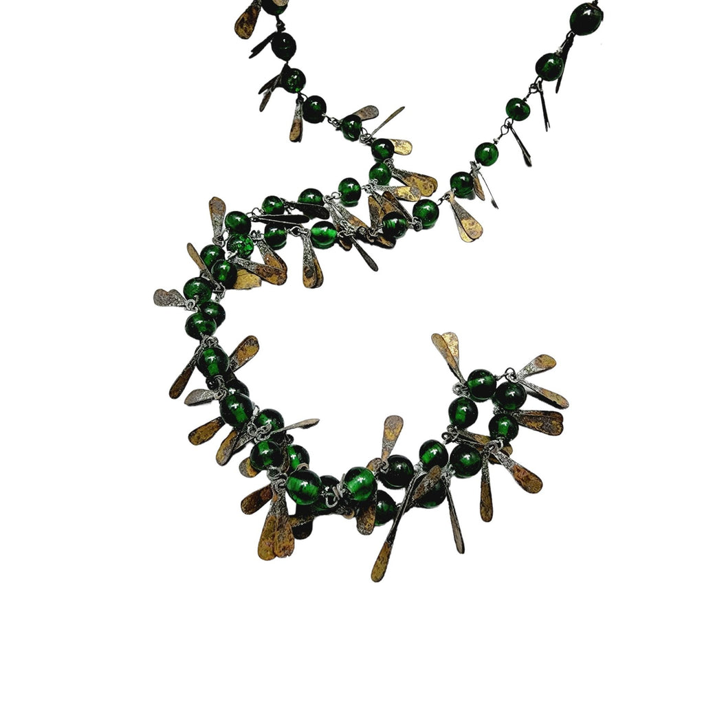 Vintage Long Glass Dangle Necklace (A1112)