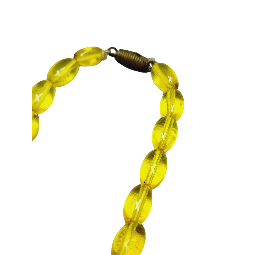 Antique Glass Elongated Oval Art Deco Necklace
