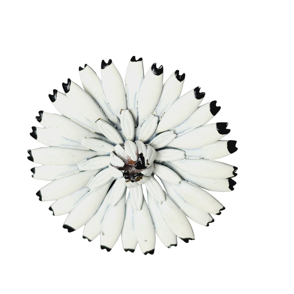 Vintage White Enamel Flower Brooch