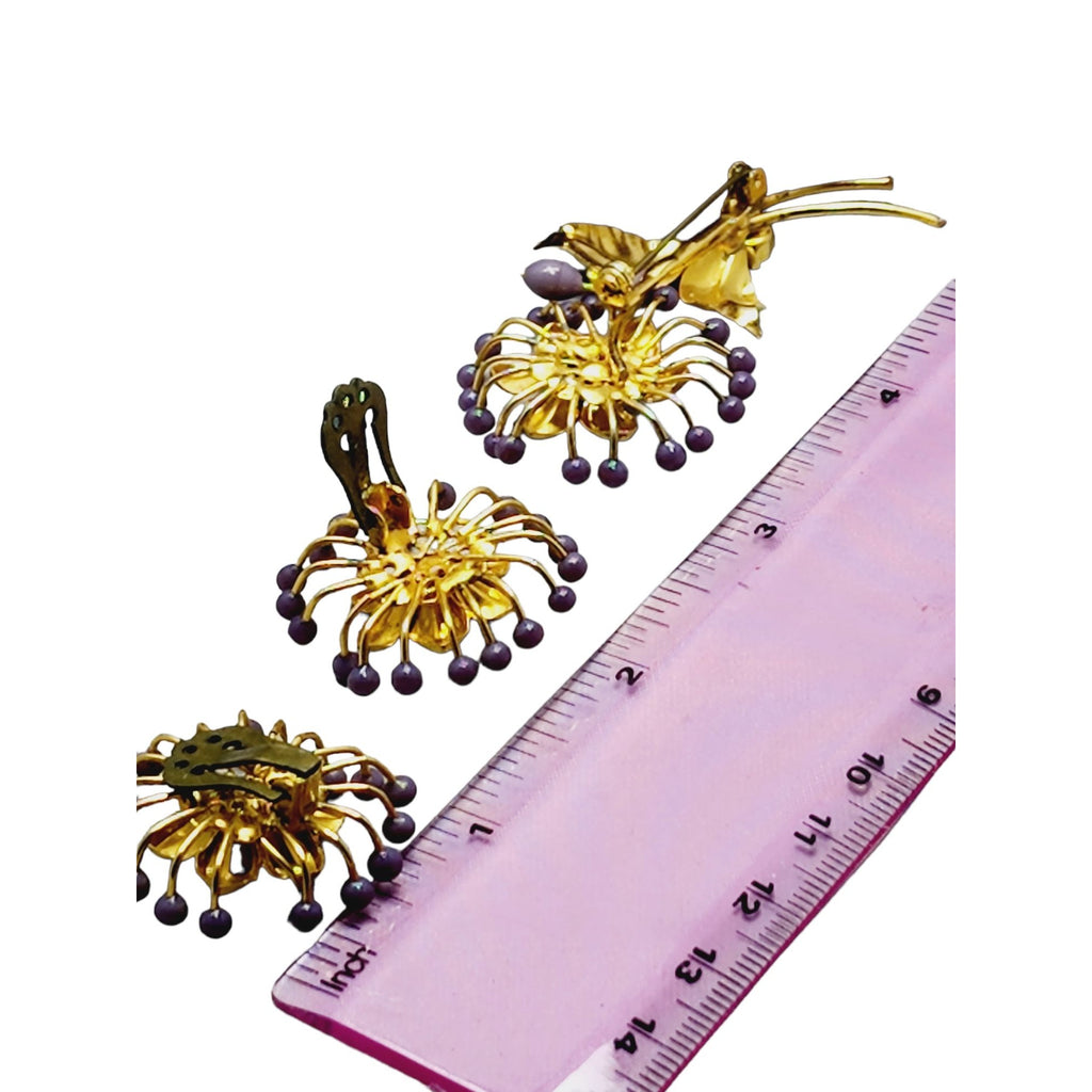Vintage Enameled Glass Wire Flower Set (A1094)