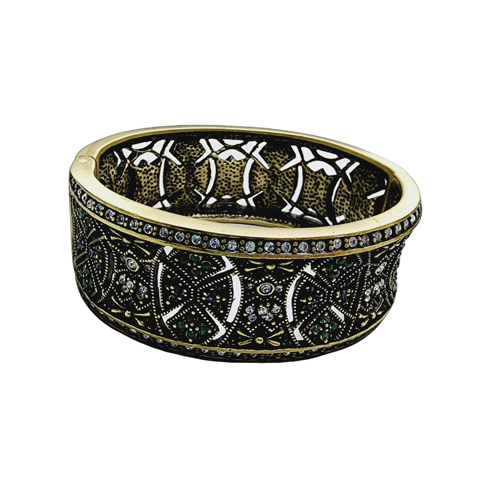 Vintage Signed Heidi Daus Filigree Rhinestone Bangle Bracelet