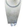 Vintage Unsigned Blue Milk Glass Rhinestone Necklace Set (A1064)