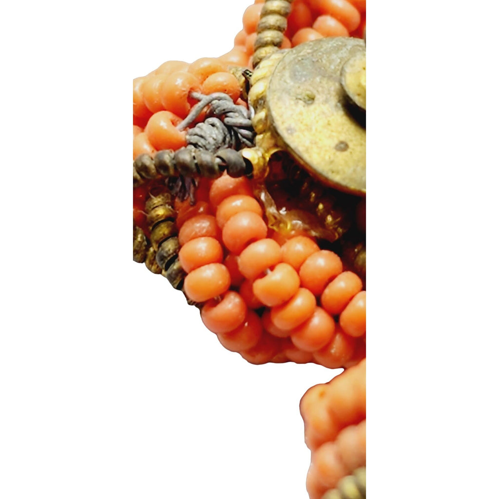Coral Glass and Wired Vintage Earrings