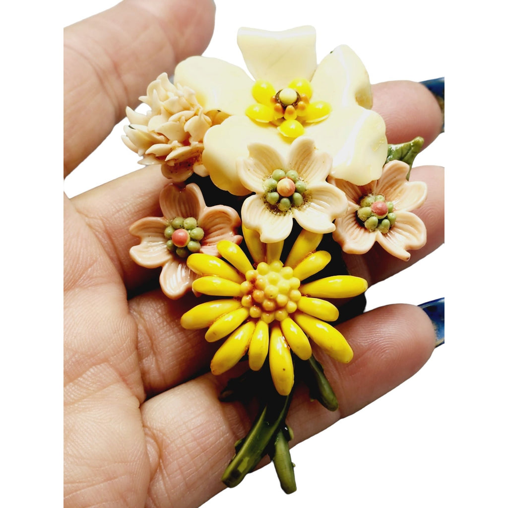 Estate Early Celluloid Flower Brooch (A1615)