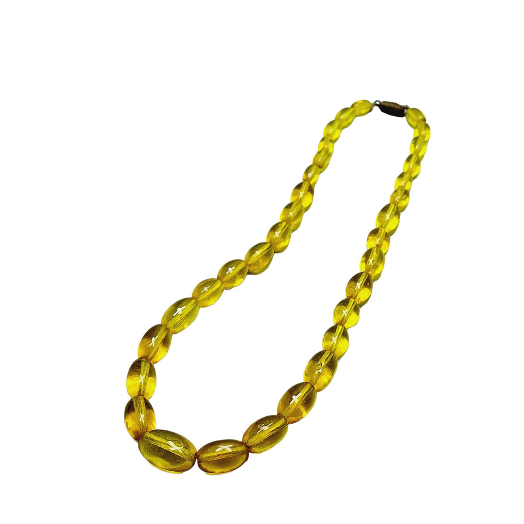 Antique Glass Elongated Oval Art Deco Necklace