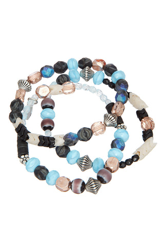 Wooden beaded wrap bracelet with charms.