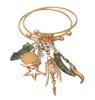 Double bangle vintage charm bracelet