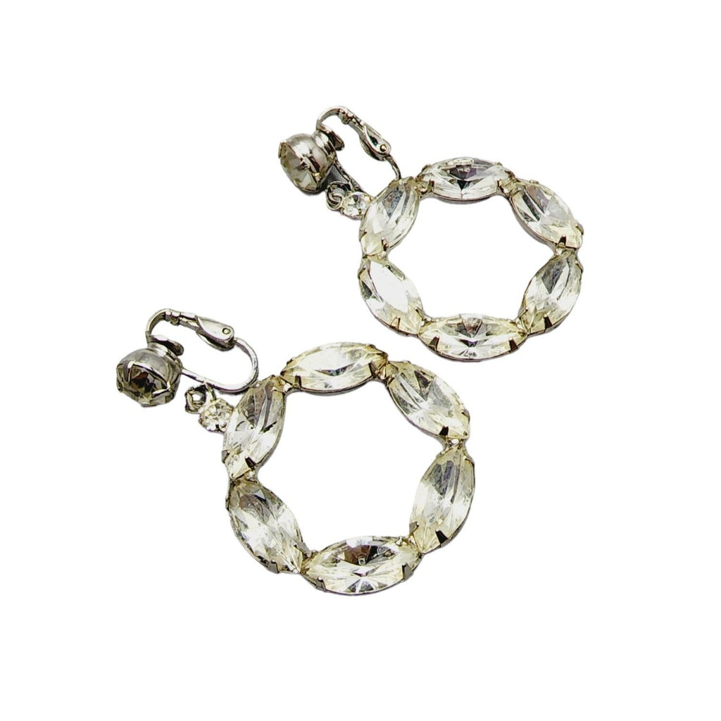 Vintage Beautiful Rhinestone Hoops Earrings (A1449)