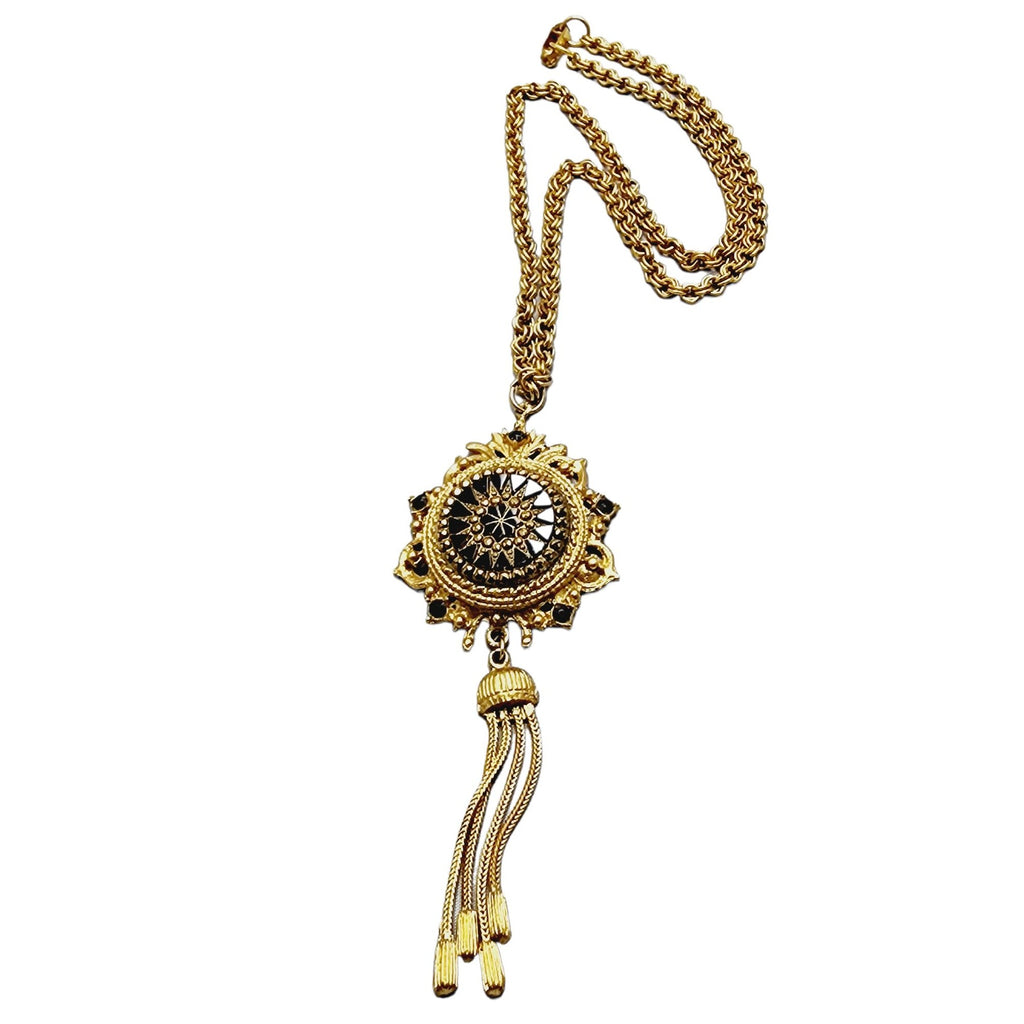 Vintage Signed LJM Glass Tassel Necklace (A1061)