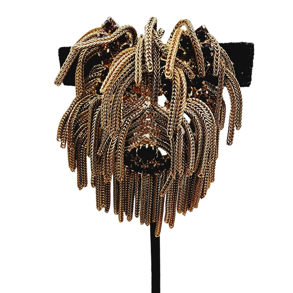 Vintage Dominique Unsigned Fringe Dog Brooch Pendant (A1304)